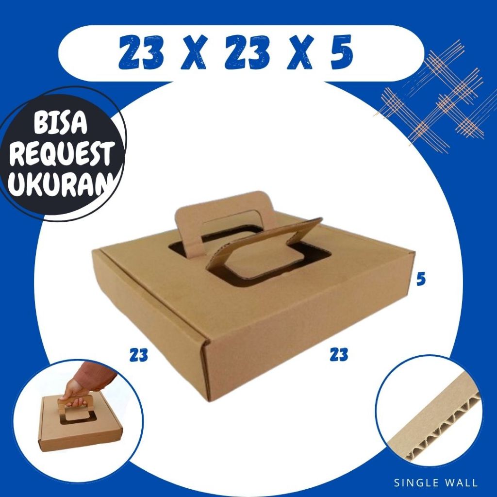 Kardus Pizza 23x23x5 LS Dus Kardus Packing Kemasan Kue Brownis Hampers Karton Kotak Dimsum Donat