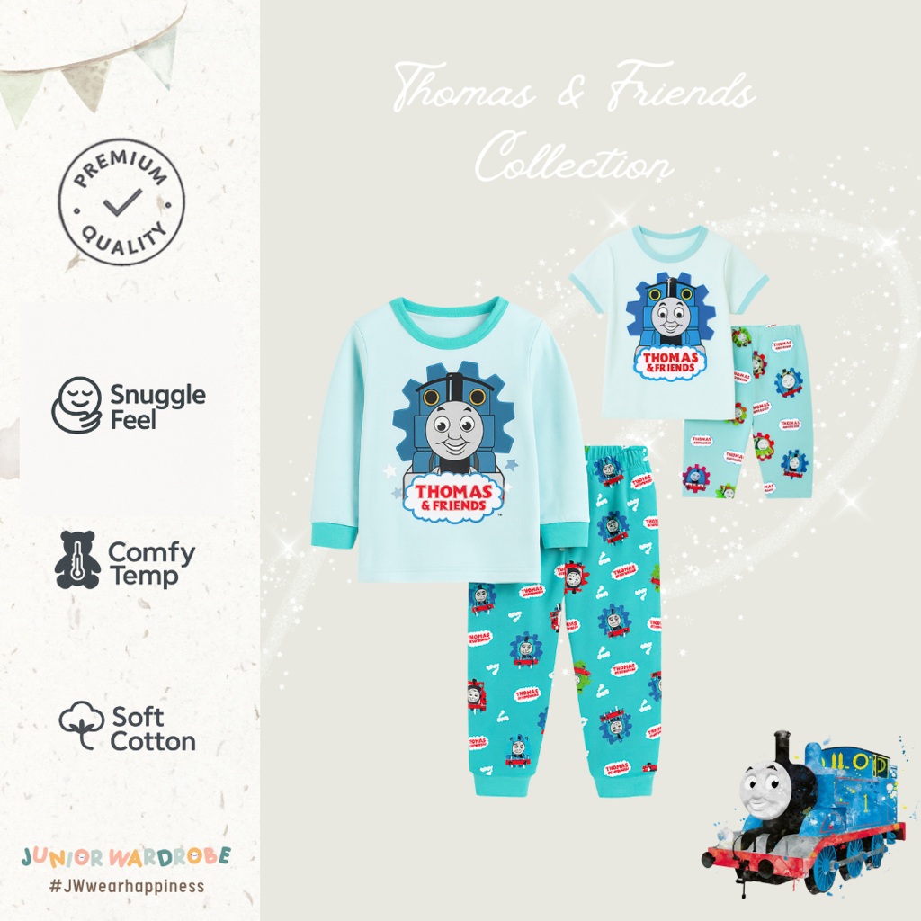 [JW SLEEPWEAR] 6m-13T Premium Cotton Thomas Collection | Setalan Piyama Baju Tidur Anak Laki Laki