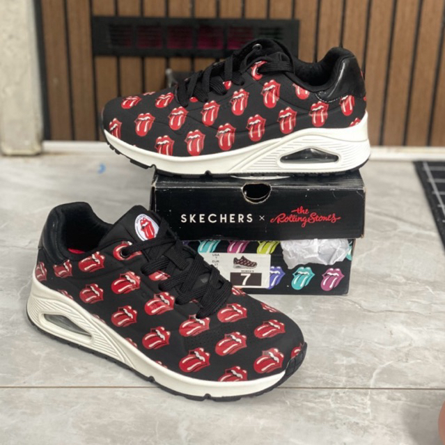 SKECHERS UNO X ROLLING STONE WOMENS SNEAKERS SHOES - BLACK