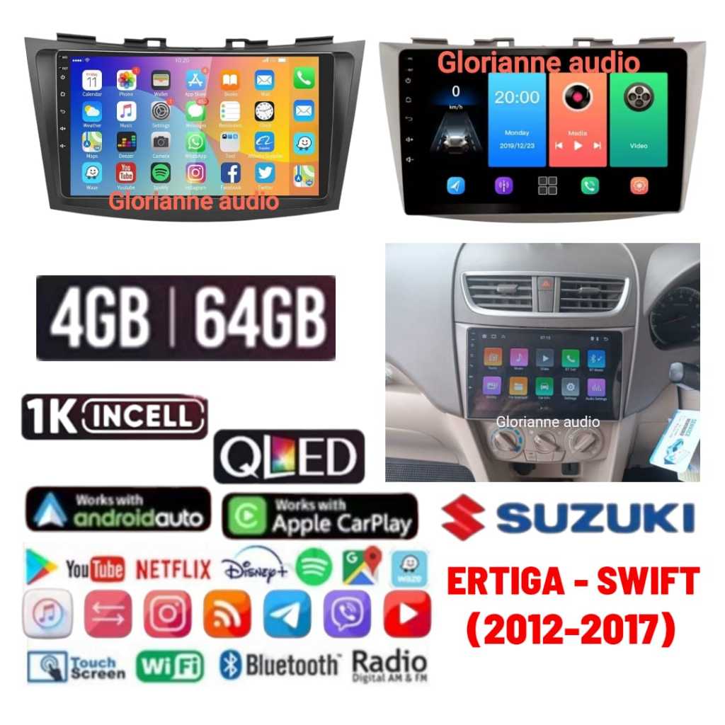 Head Unit Android ORCA RAM 4/64GB  Suzuki Ertiga - SWIFT 2012 - 2017 9 inch