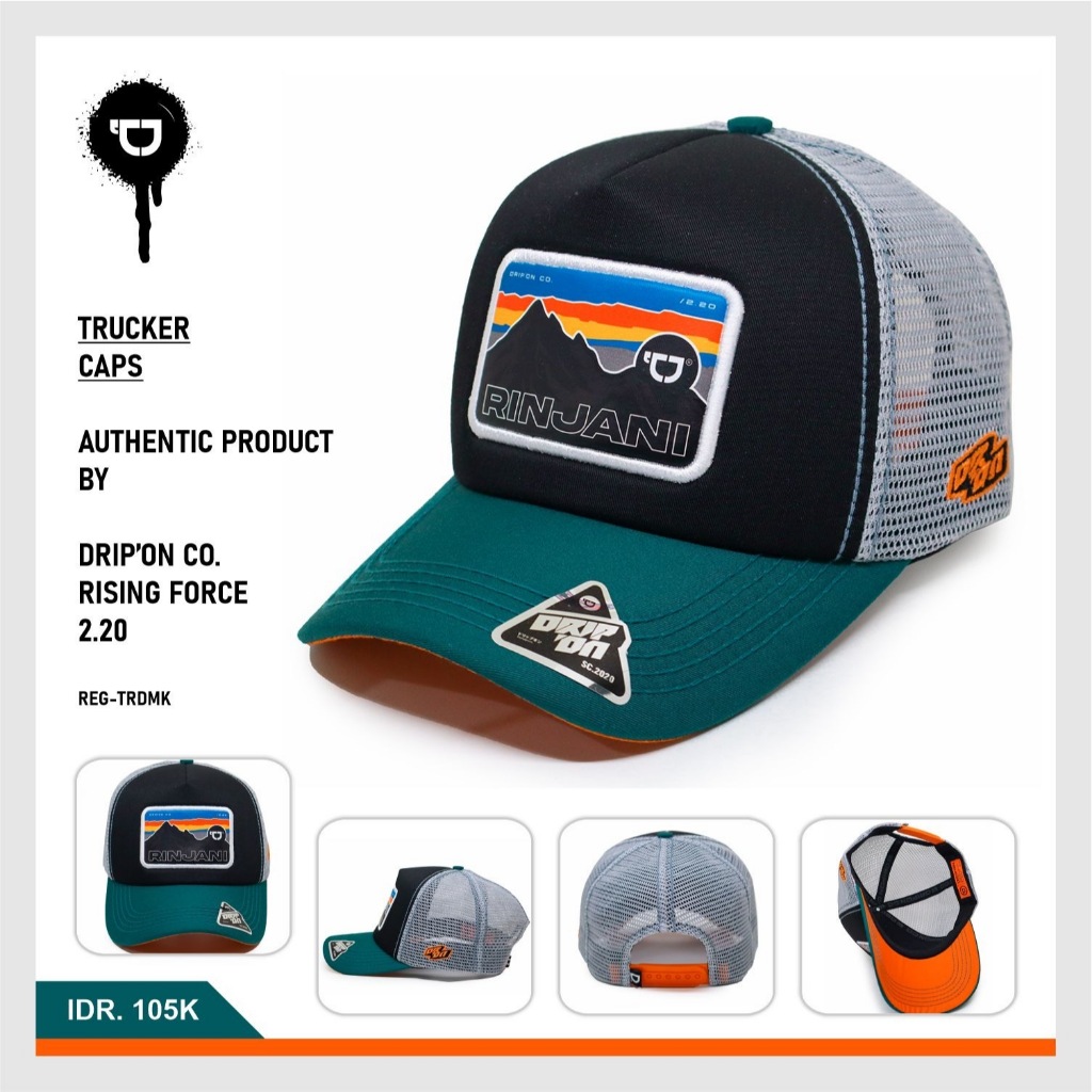 Dripon Topi Jaring Trucker Original Hitam Hijau