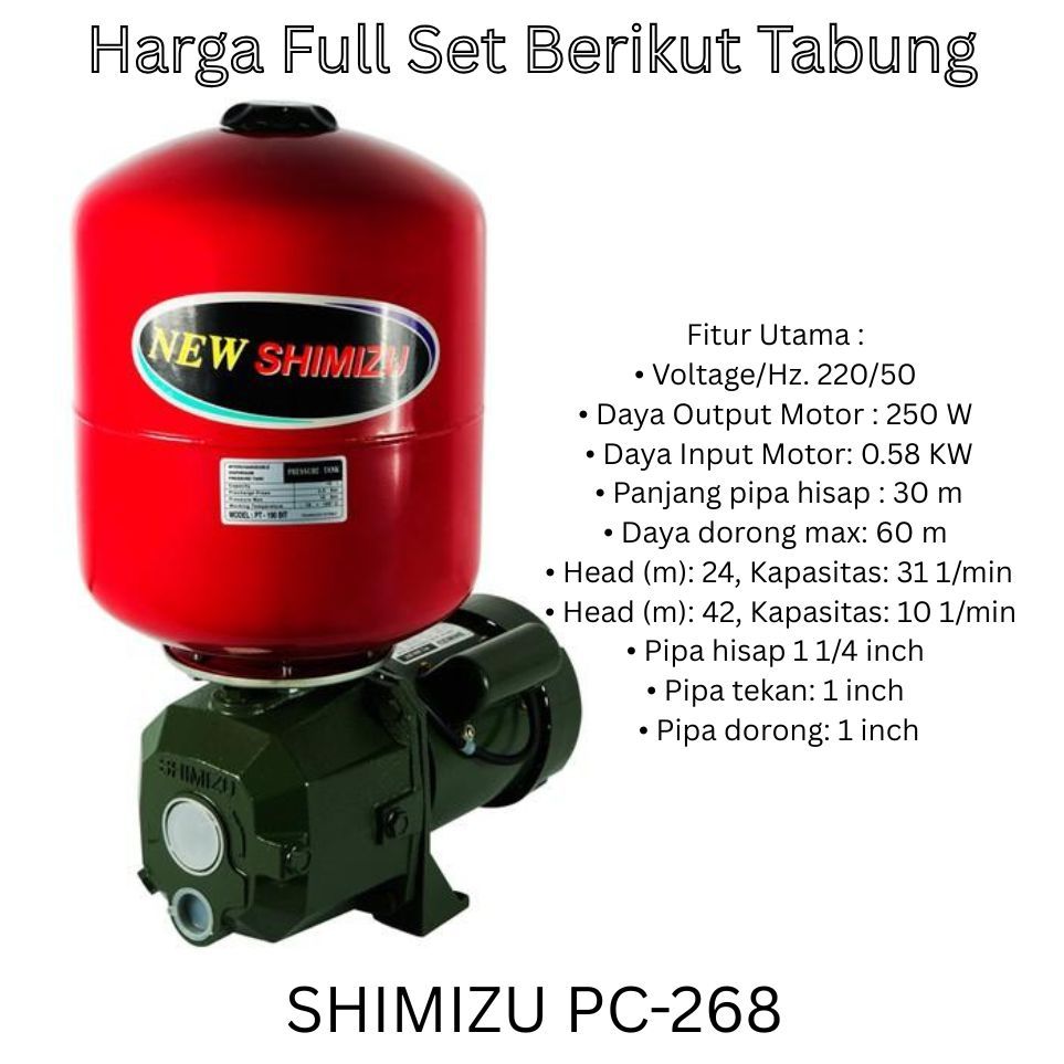 Mesin Pompa Air Jet Pump Shimizu PC-268 Bit Jetpump