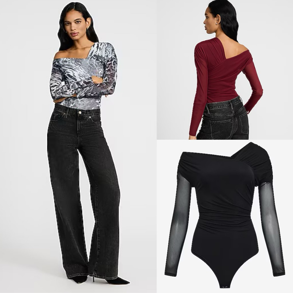 EXPRESS Off Shoulder Mesh bodysuit
