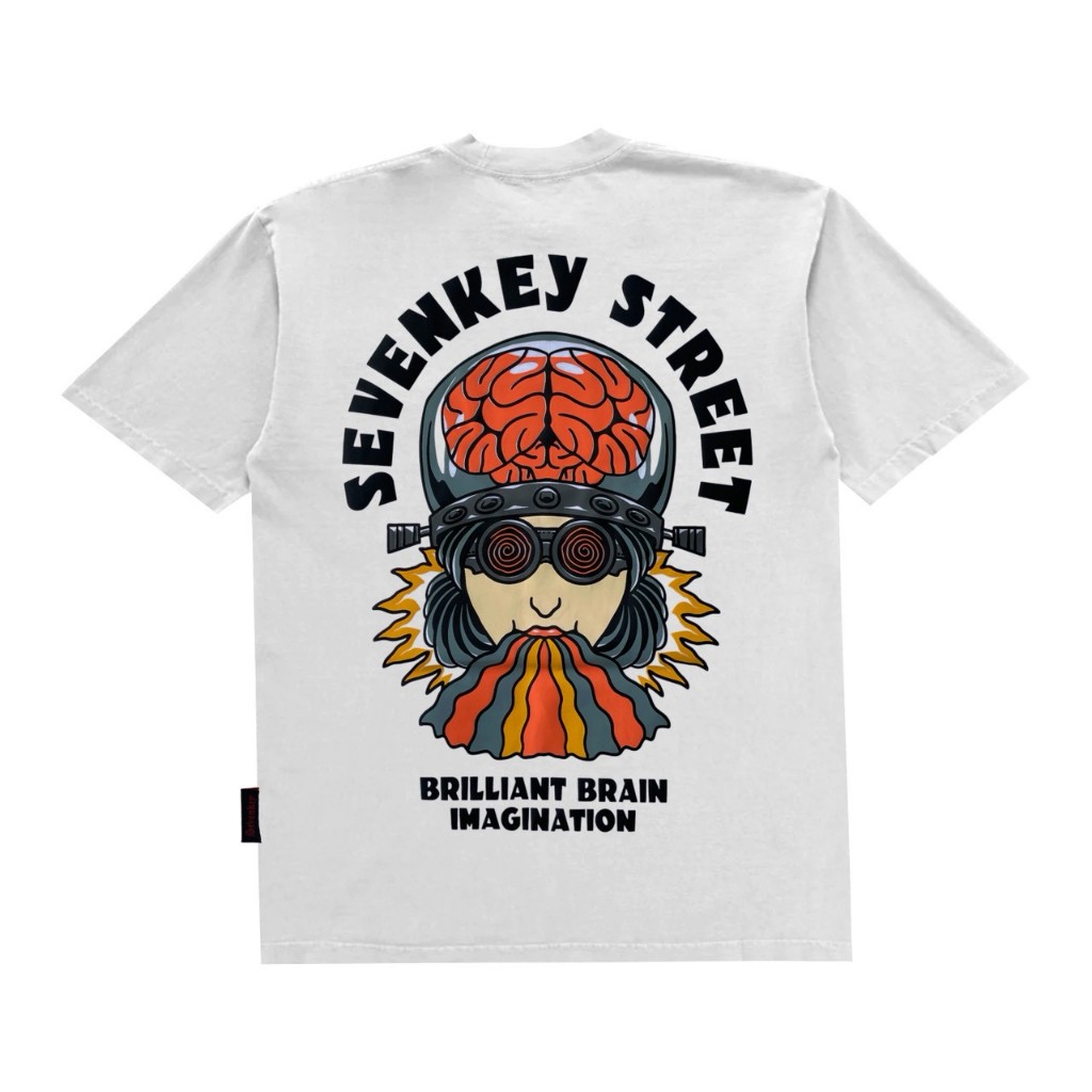 T-SHIRT DISTRO KAOS DISTRO SEVENKEY BRAIN PUTIH BAJU PRIA WANITA KAOS PRIA DISTRO SEVENKEY