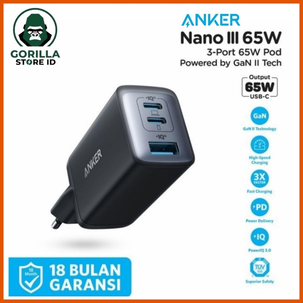 Wall Charger Anker PowerPort Nano III 65 Watt - A2667