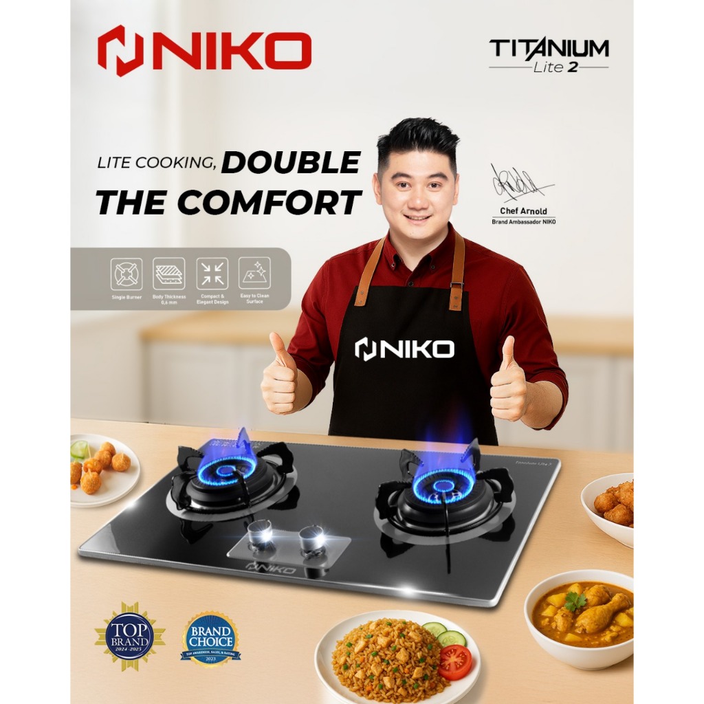 KOMPOR GAS 2 TUNGKU STAINLESS NIKO TITANIUM LITE 2