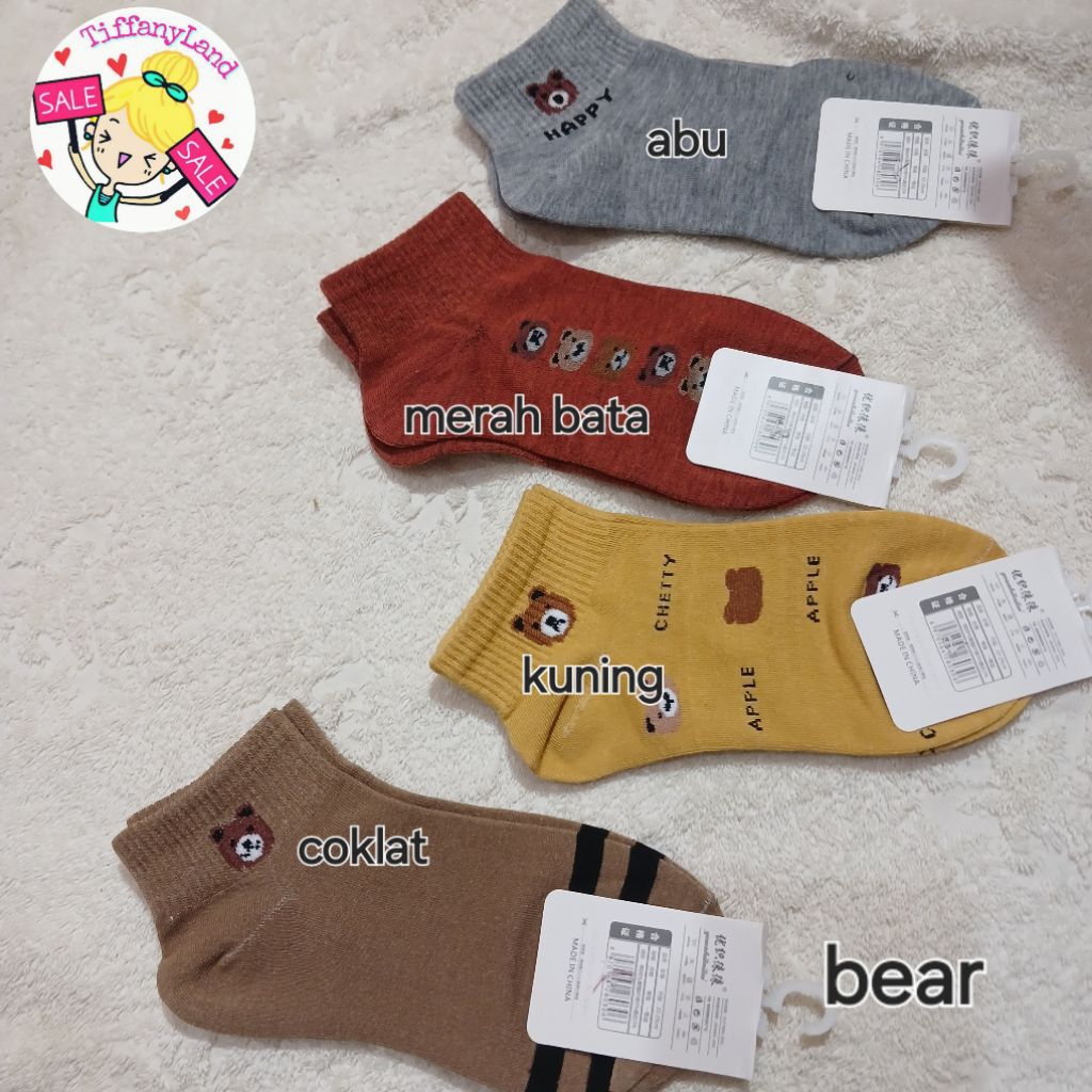 kaos kaki wanita katun korea style bear