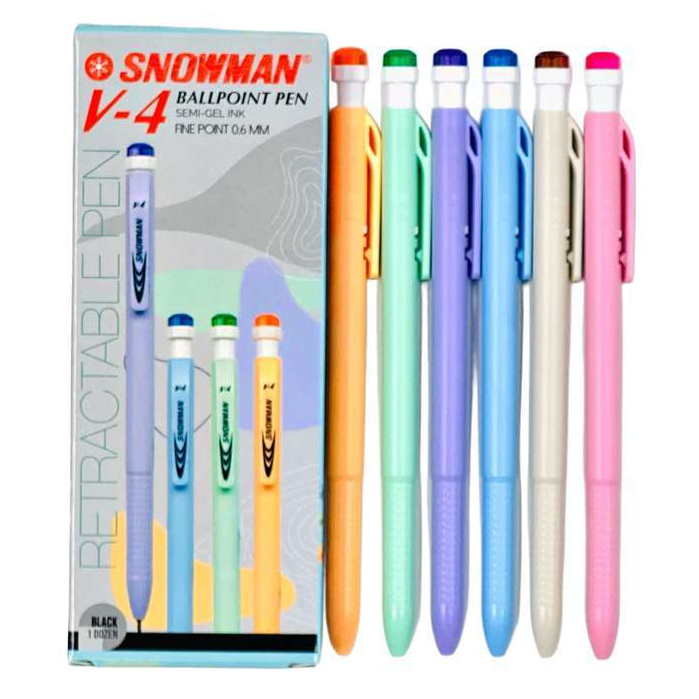 ( StaLand ) BOLPEN SNOWMAN V-4 / Pulpen Bolpoin Cetek Snowman V-4 / V 4 / V4 Pastel