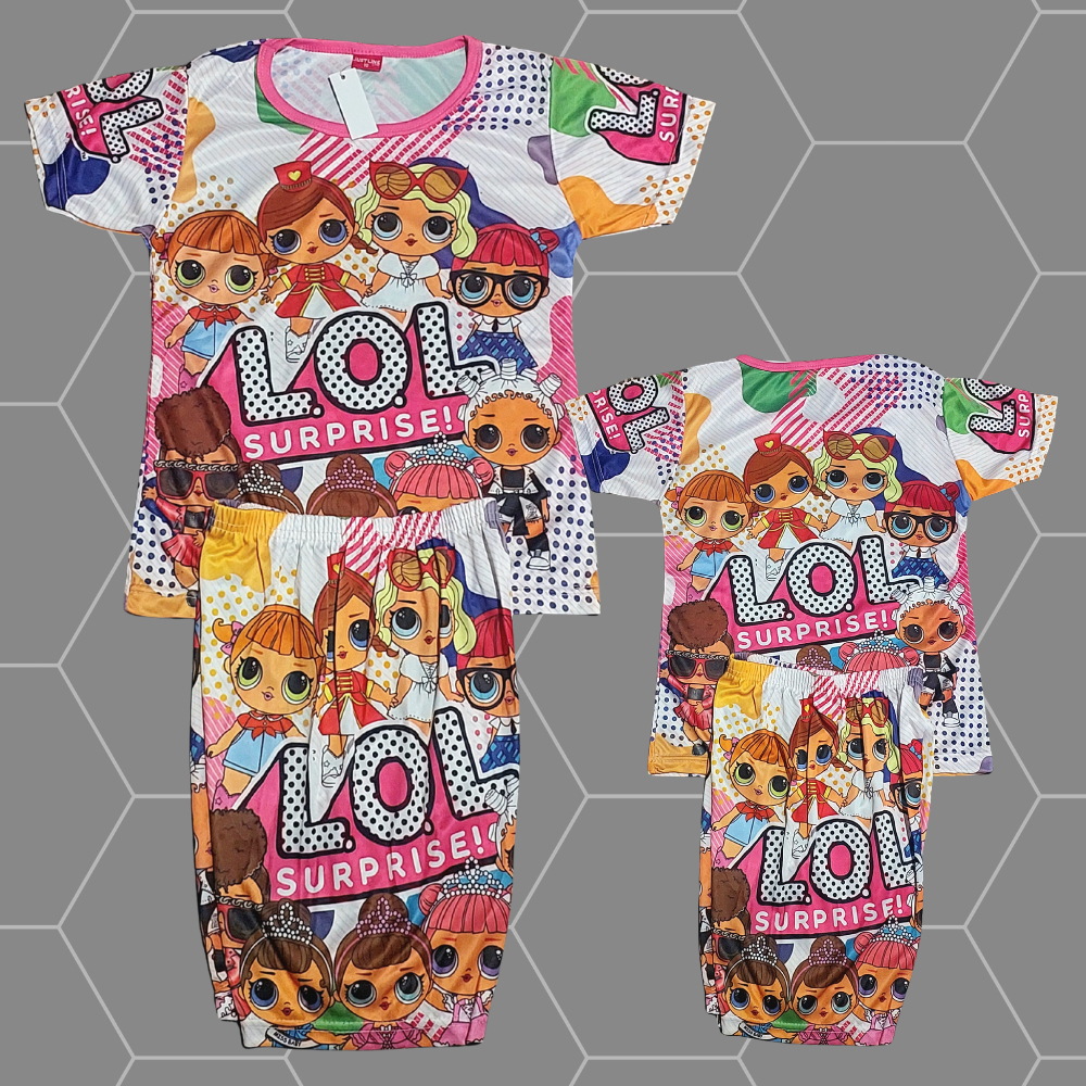SETELAN ANAK PEREMPUAN LOL BAJU KAOS SETELAN ANAK PEREMPUAN LOL PRINTING UMUR 2-12THNR