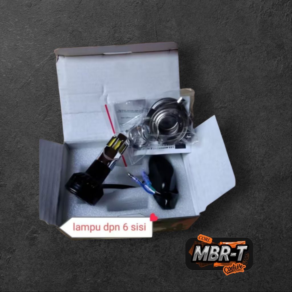 LAMPU UTAMA LED MOTOR DAN MOBIL M02E 6 SISI PUTIH SUPER TERANG MODE DIAM DAN KEDIP / LAMPU UTAMA MOT