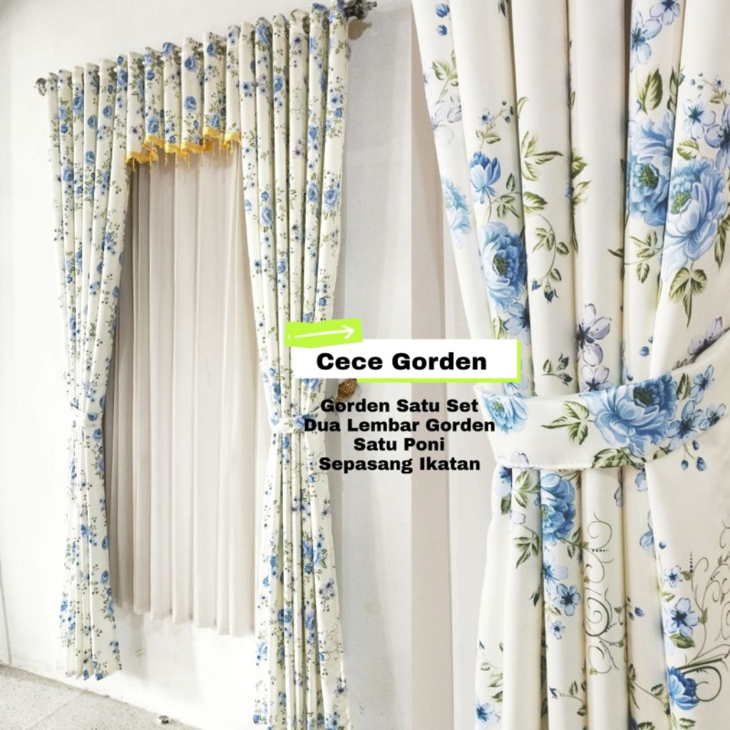 Gorden Blackout Satu Set Poni Panda Biru 12 Ring 6 Lipatan