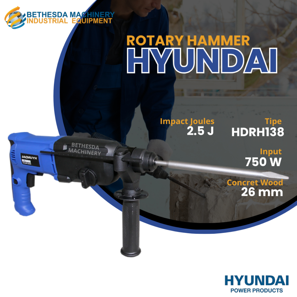 Mesin BOR Rotary Hammer Hyundai HDRH 138 / Mesin Bor Listrik 750 Watt Bor Beton