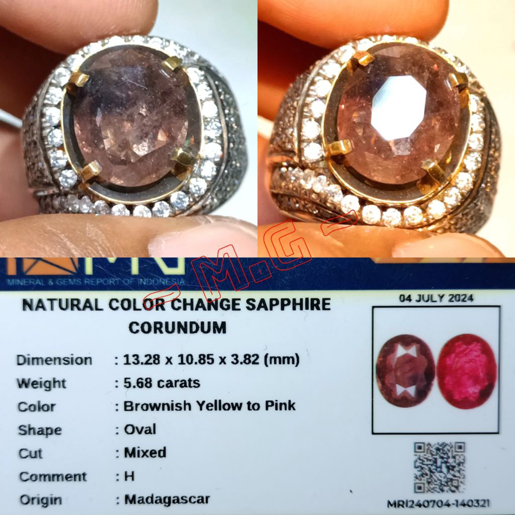 NATURAL COLOR CHANGE SAPPHIRE PERAK HANDMADE MEMO MRI LAB