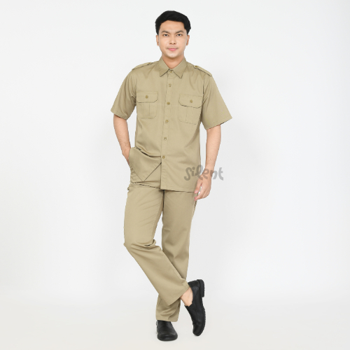 Oculamsya - Seragam Pria Khaki Muda Pemda lengan pendek Murah Bahan Premium Seragam kekhi pria serag