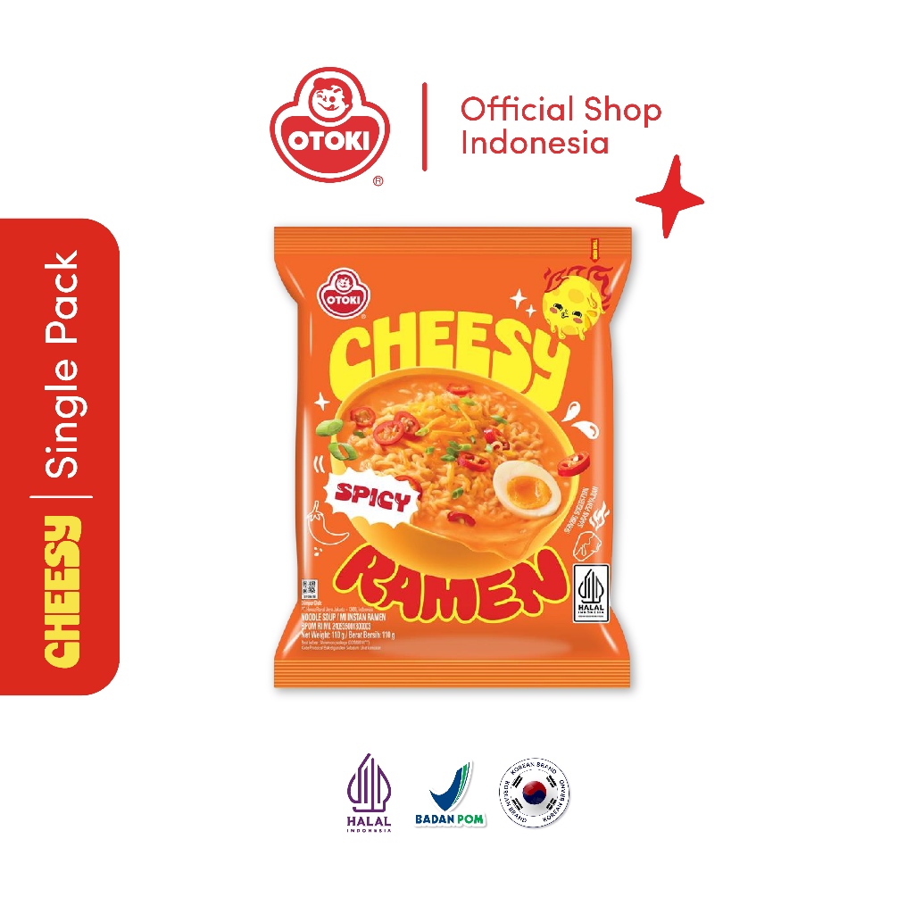 OTOKI Cheesy Ramen Spicy HALAL 110g - Mie Instan Kuah Ramyeon Rasa Keju Pedas | Mie Korea Halal Vira