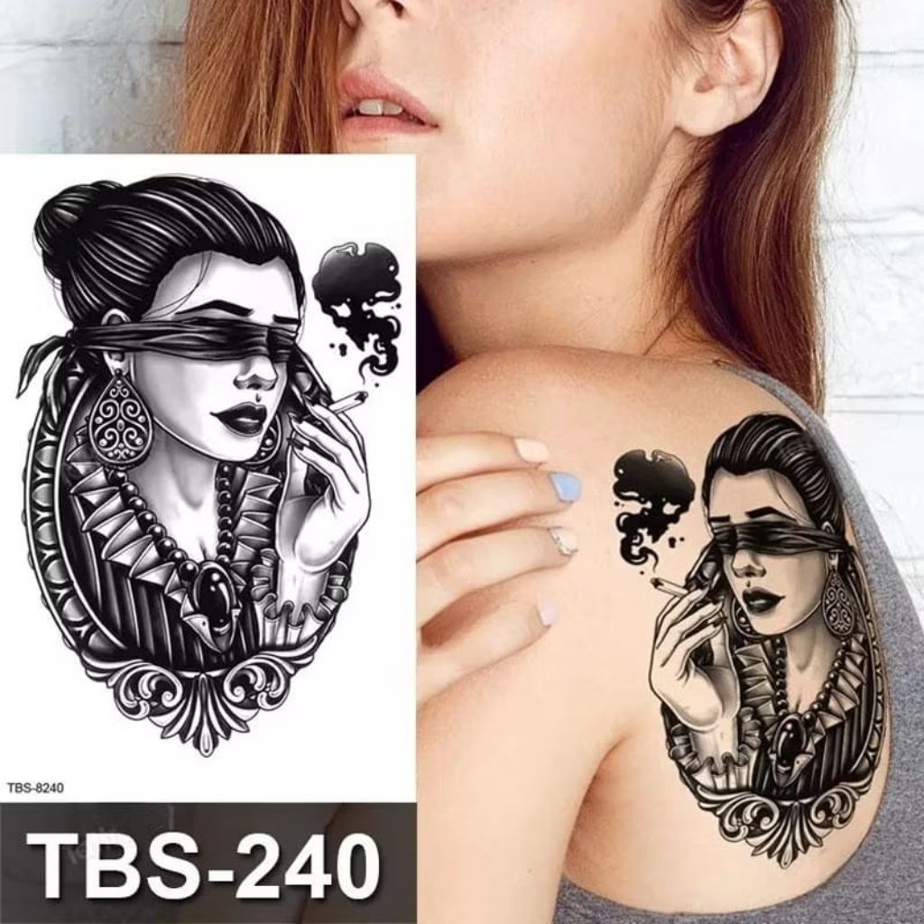 COD | Tatto temporer TBS 8240 WANITA BUTA stiker tatto temporary unisex tatto tubuh tangan punggung 