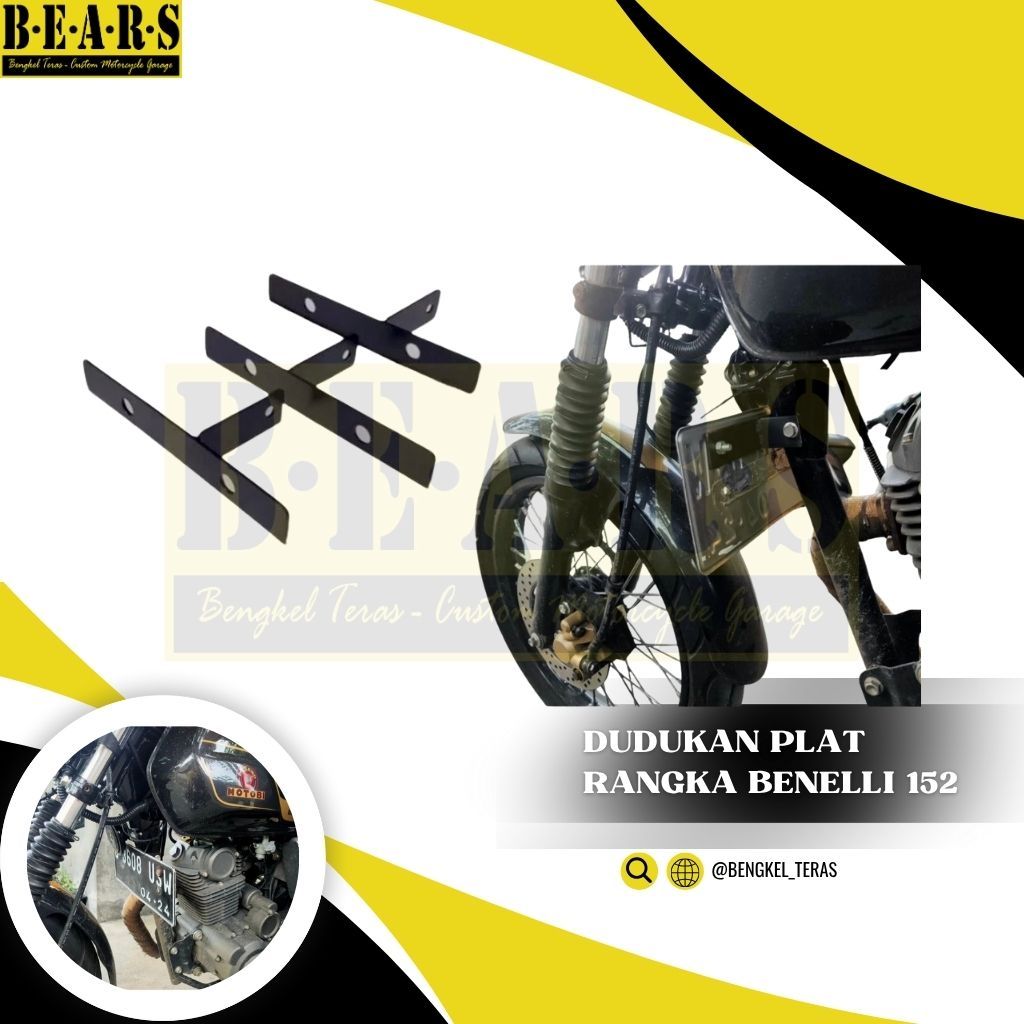 Dudukan plat nomor di rangka motor Benelli motobi
