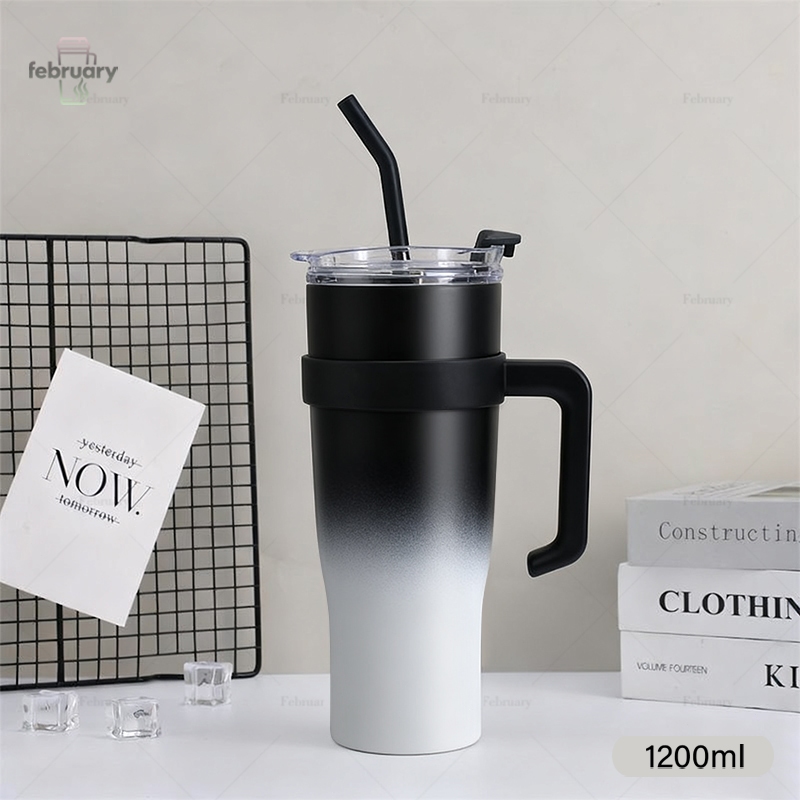 Gelas Stainless Steel 304 Cangkir Tumbler Hitam Jumbo 1200ML Botol Air Minum Tahan Panas Dingin Aest