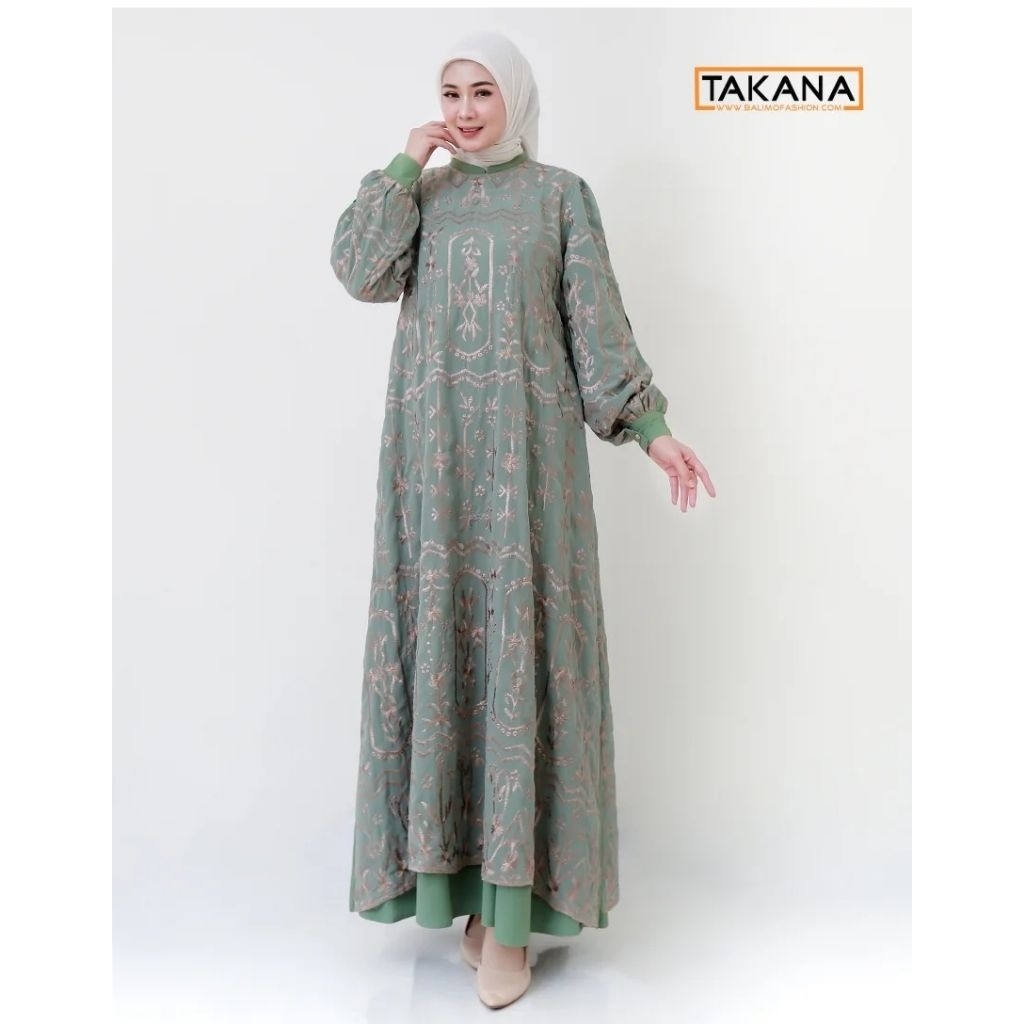 Gamis bordir taupe brand balimo