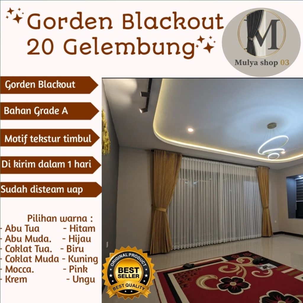 Gorden Jendela 20 Gelembung Gorden Hotel bagus, Gorden Blackout import, Gorden polos mewah