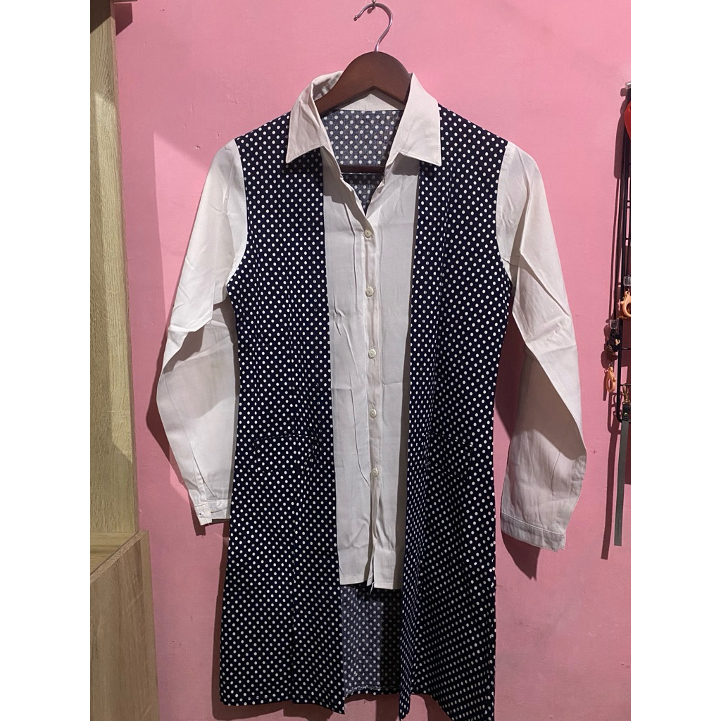 [ PRELOVED ] TUNIK POLKADOT HITAM PUTIH