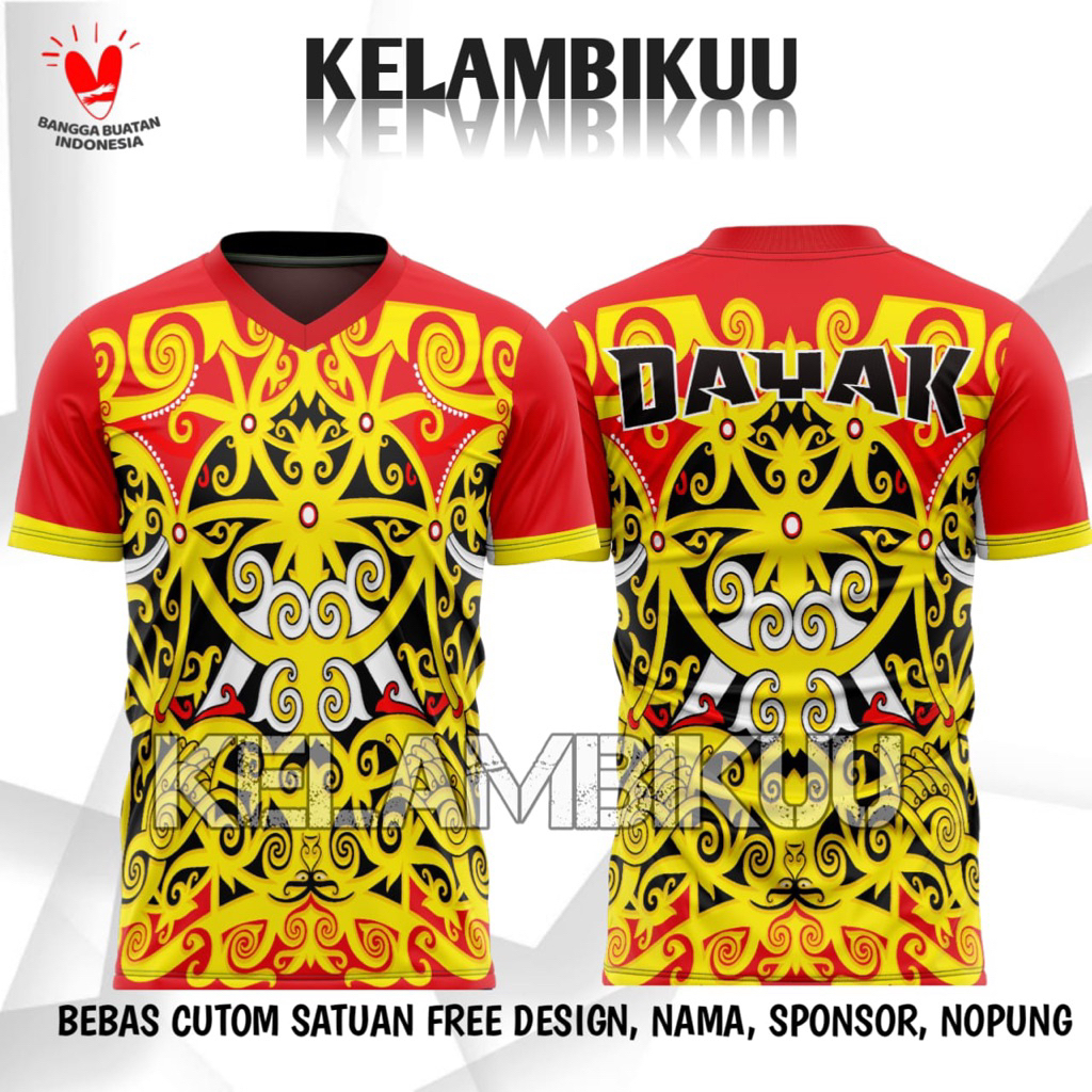 kaos jersey motif batik kalimantan/baju koas motif batik dayak murah/kaos jersey motif batik dayak