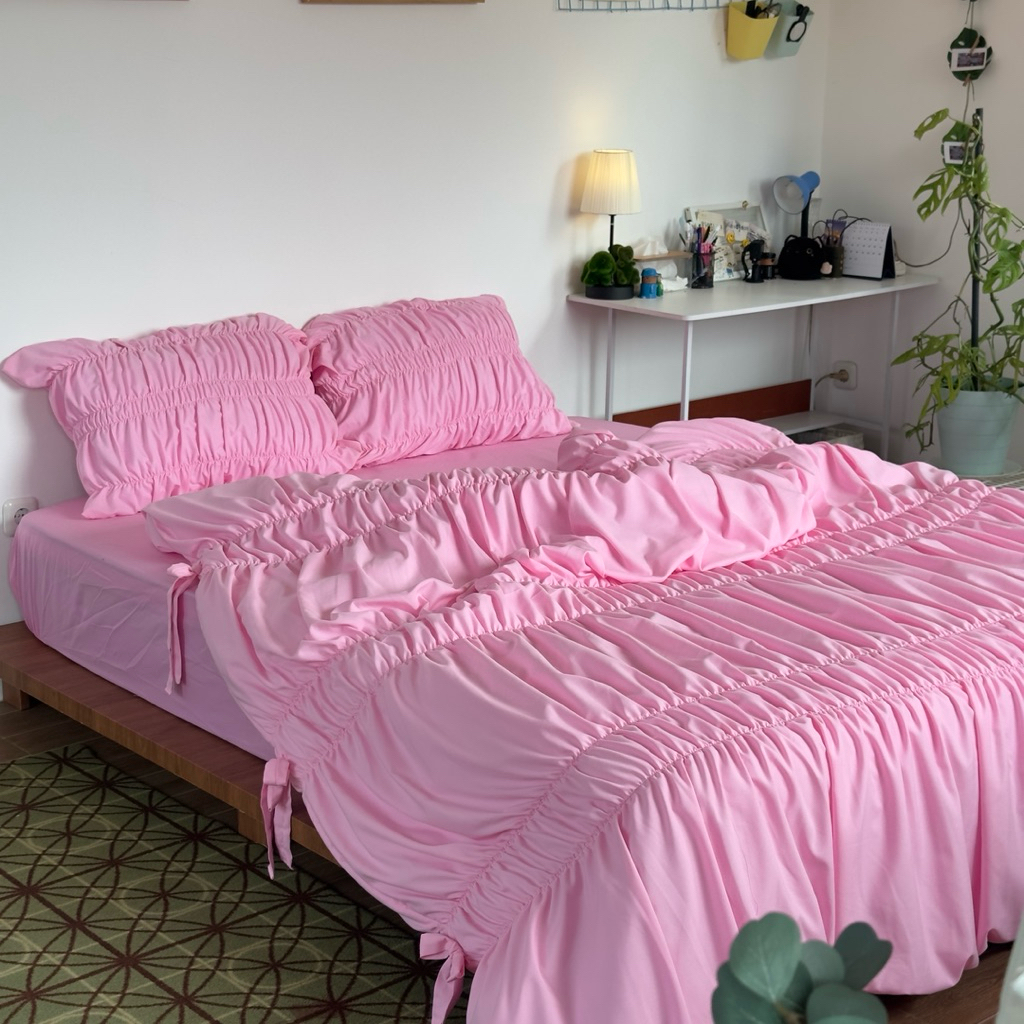 Set Bedcover Smock Baby Pink All Size