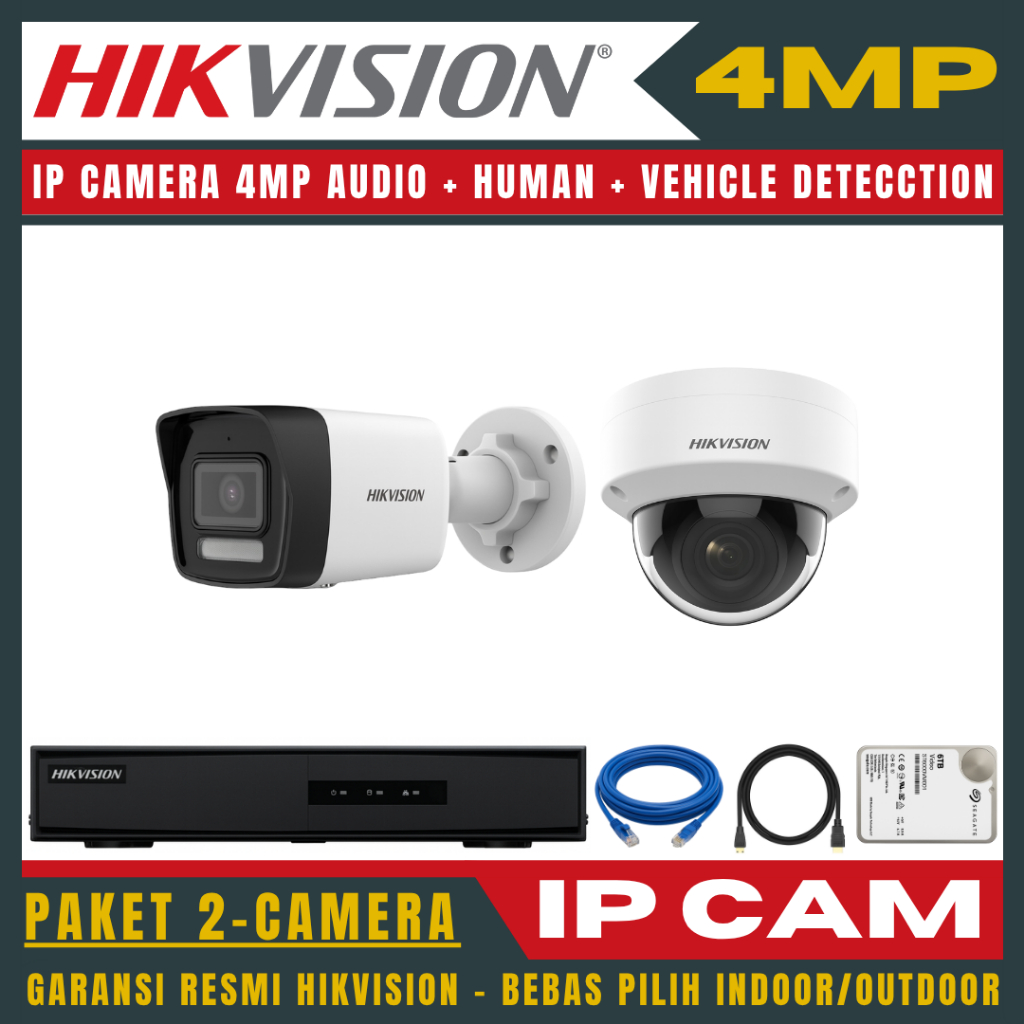 HIKVISION IP CAMERA 4MP PAKET 4 CHANNEL 2 KAMERA