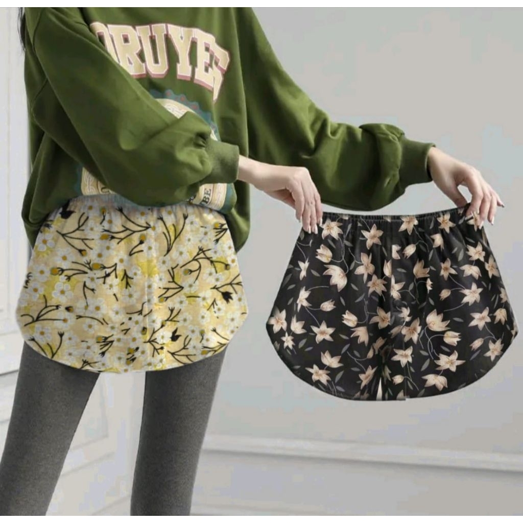 Rok Palsu Kemeja Edisi Motif | Fake Layering | Pelapis kaos agar terlihat 2 lapis | Inner | Rok Pend