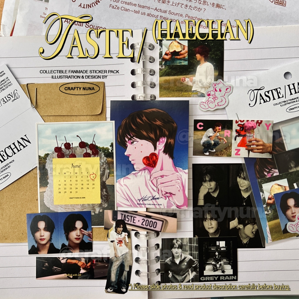 HAECHAN TASTE COLLECTIBLE FANMADE STICKER PACK set stiker fanart lee donghyuck deco aesthetic journa