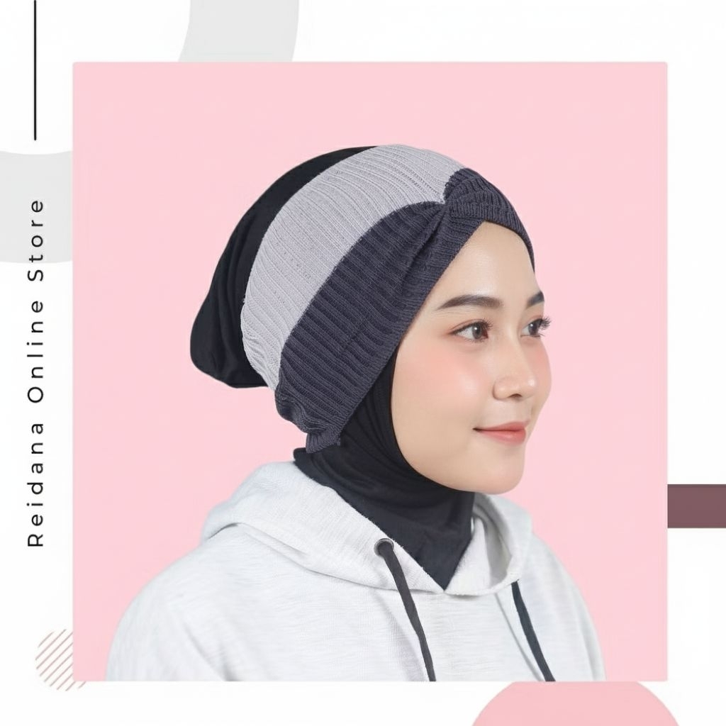 Reidana - Bandana Bando Ciput Rajut Kerut / Inner hijab / daleman hijab