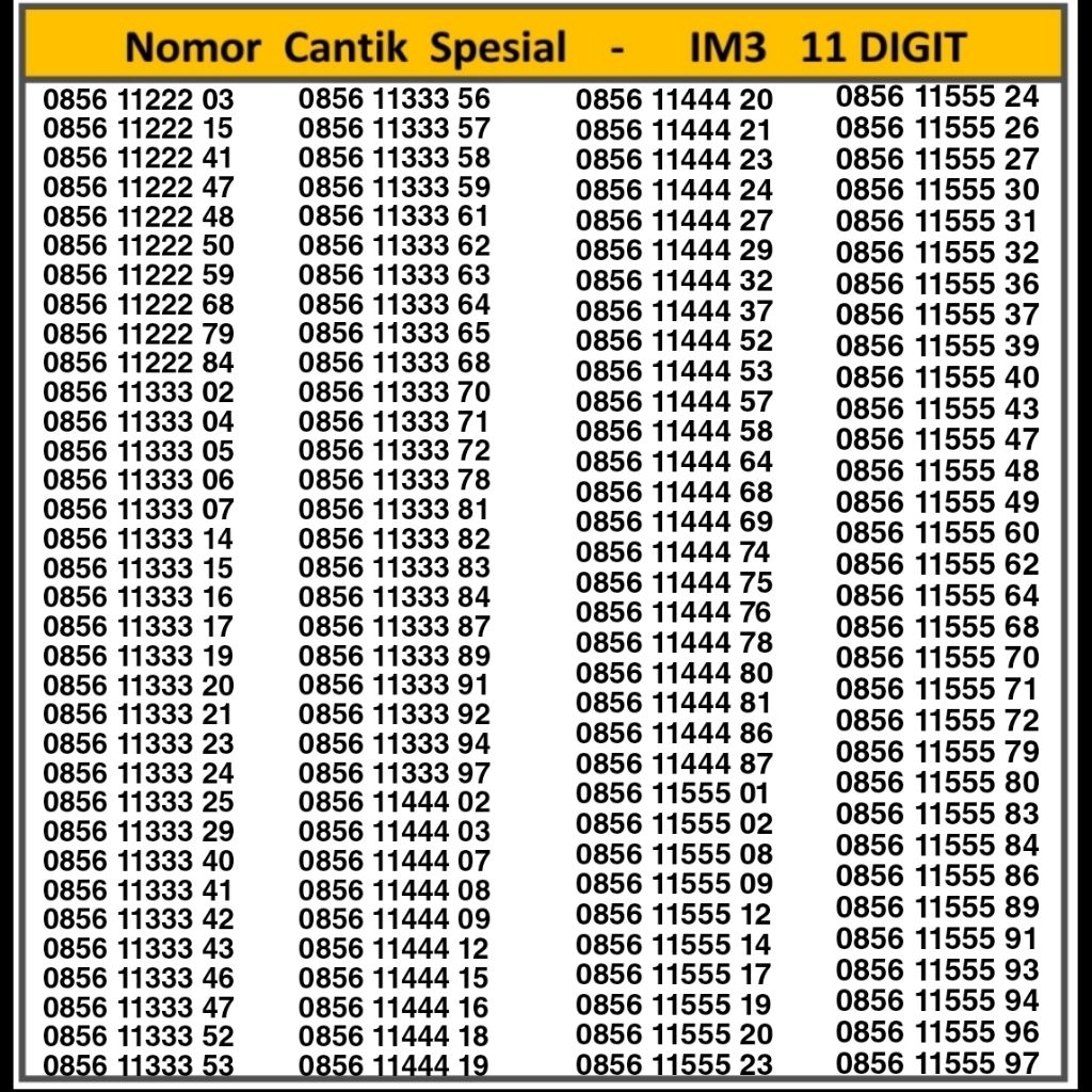 Nomor IM3 Cantik / No Cantik IM3 Indosat Murah Meriah (11 Digit)