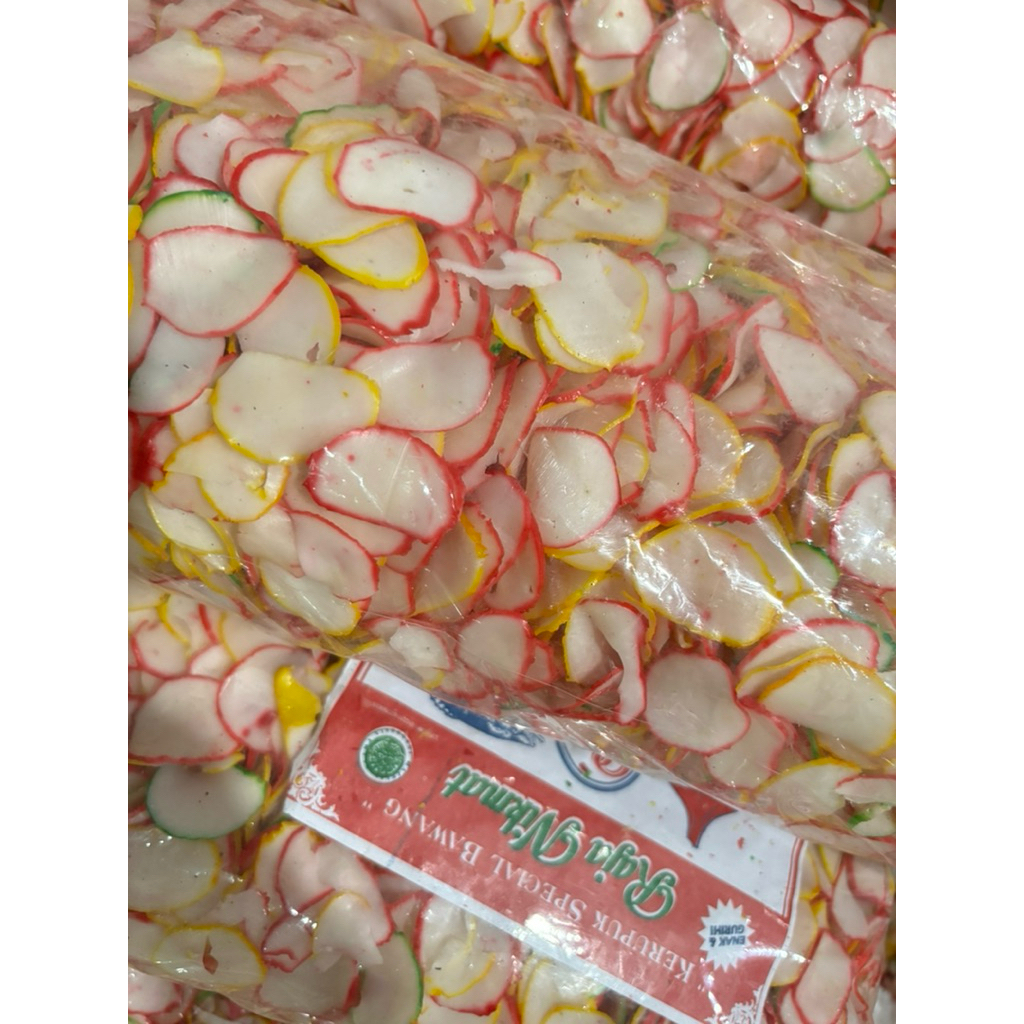 Kerupuk bawang list warna warni 1 bal 5 kg