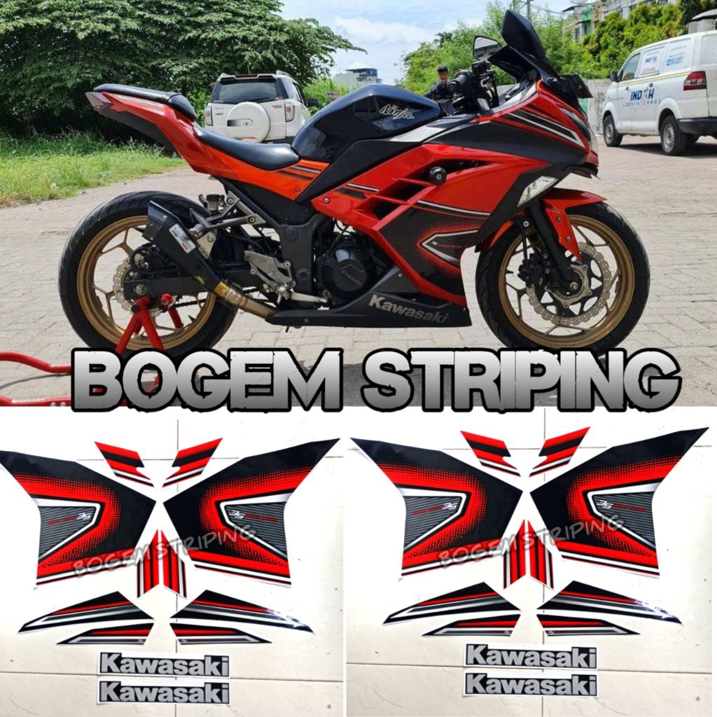 sticker striping ninja 250fi SE ABS (2014) orange, cetak HD high quality (ukuran persis sama dengan 