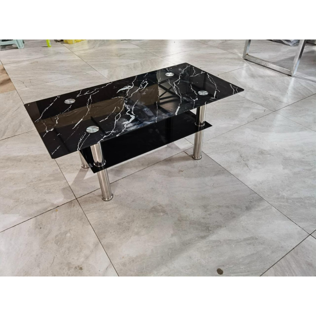 Meja Tamu Kaca Kaki Stainless