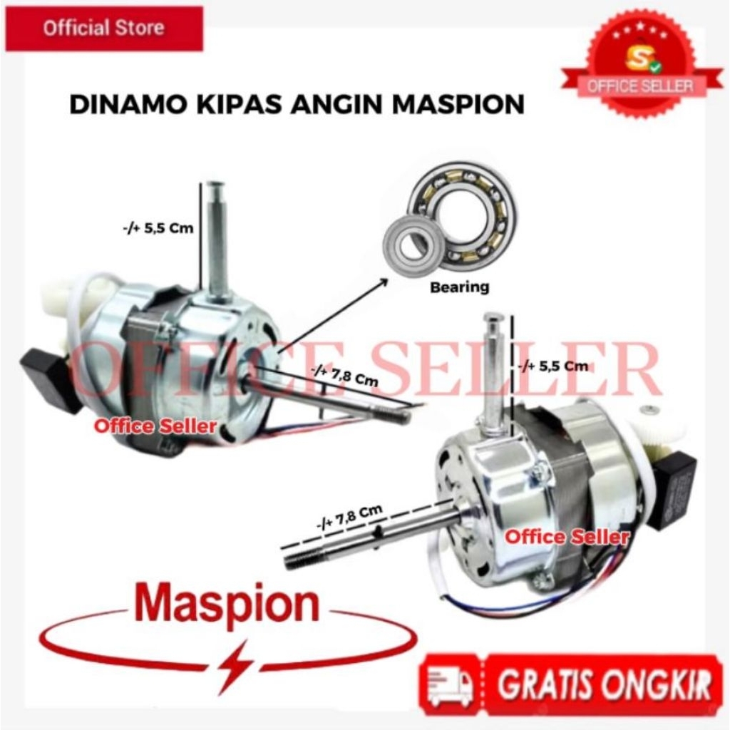 Dinamo Kipas Angin Maspion 12-16 Inch Berdiri Double Ball Bearing  / Mesin / Fan Kipas Angin Maspion