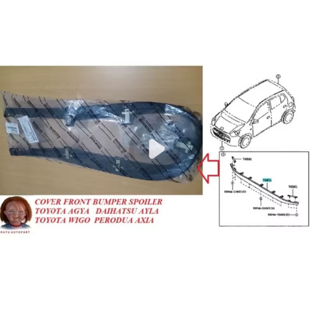 Karet spoiler bemper depan Agya Ayla Wigo Axia