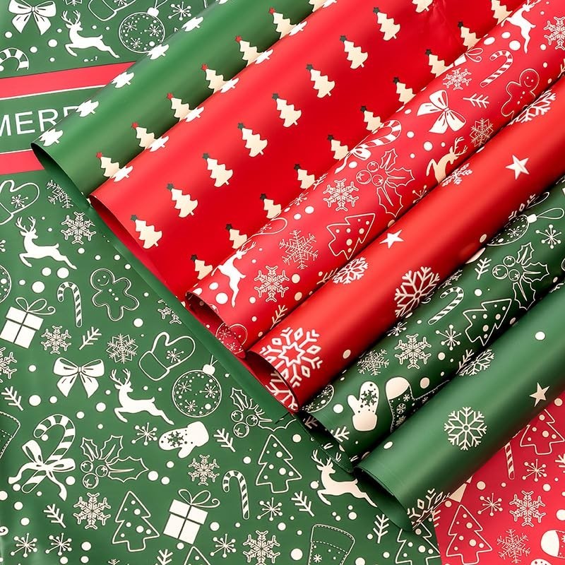 20Pcs Kertas Kado Natal Kertas Pembungkus Bunga Kertas Buket Edisi Natal Premium High Grade