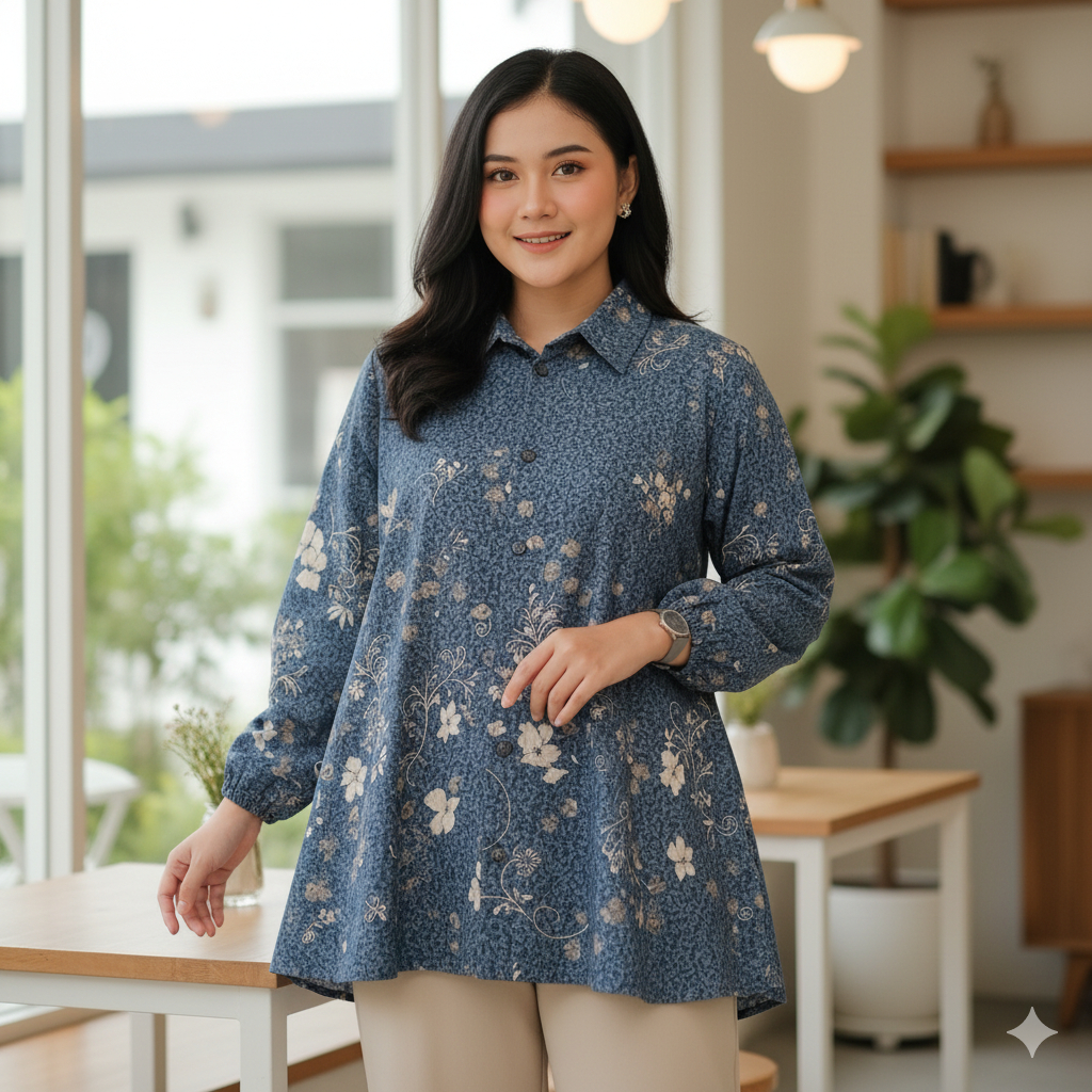 BLOUSE JUMBO LD118/ TUNIC WANITA JUMBO/ ATASAN WANITA JUMBO/ TUNIK MOTIF BUNGA/ ATASAN MOTIF BUNGA