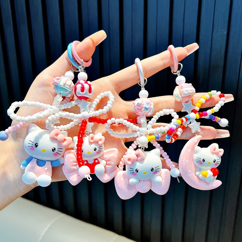 Gelang Kunci Gantungan Tas Kucing Manik-Manik - Grosir Aksesoris Live TikTok Lucu