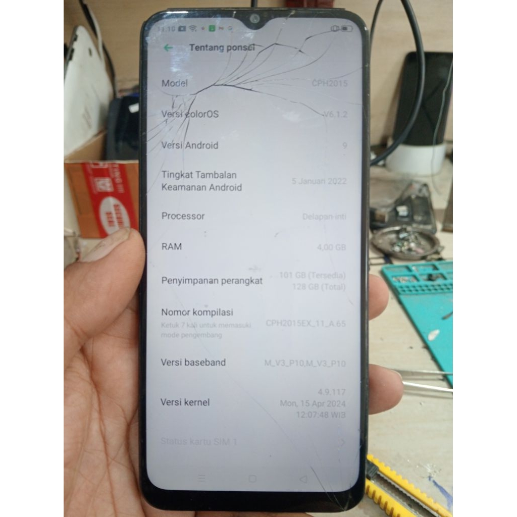Oppo a31 minus touchscreen retak.