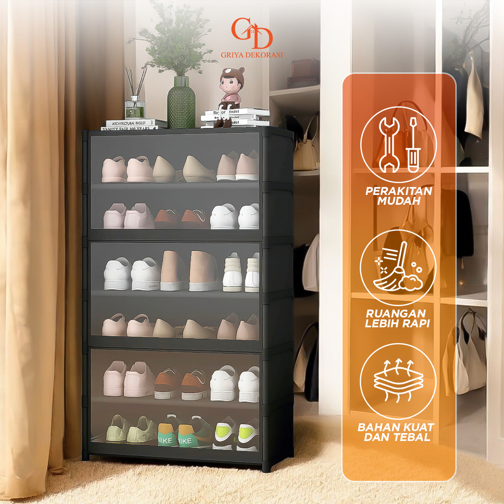 Rak Sepatu Tertutup Lemari Sepatu Susun Portable Minimalis Rak Penyimpanan Kain Linen 8 Susun XJ-6