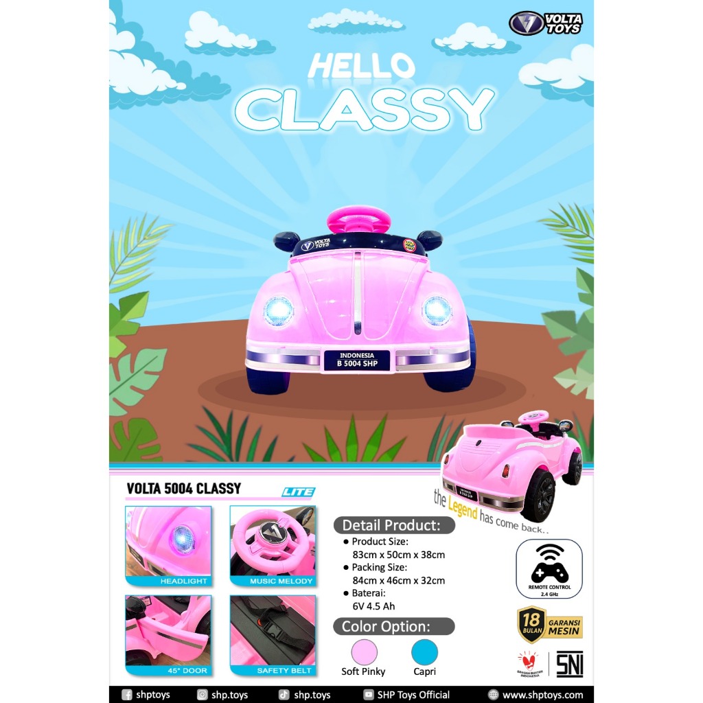 MAINAN ANAK MURAH MOBIL AKI VOLTA CLASSY 5004 - SHP TOYS