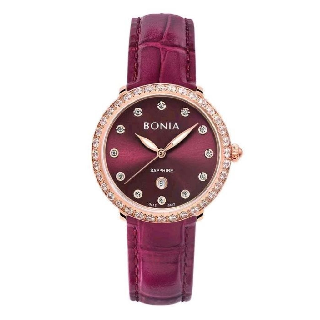 Jam Tangan Wanita BONIA BNB10812 Tali Kulit Kaca Sapphire Bergaransi 2 Tahun