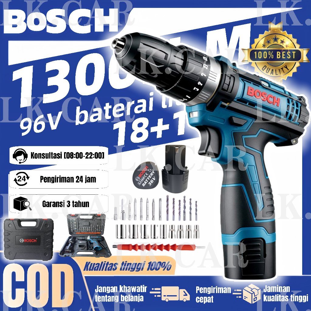 BOSCH  Tangan Cordless Battery Bor Cordless Power Drills Kit Cordless  Bor Listrik Set  Bor Tangan L