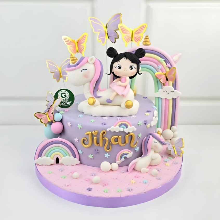 CAKE TEMA UNICORN FONDANT / KUE ULANG TAHUN