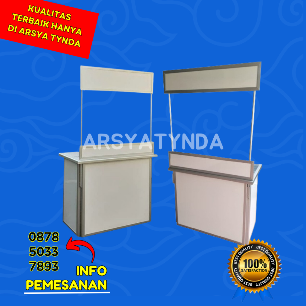 BOOTH PORTABLE MEJA LIPAT EVENT DESK JUALAN KNOCK DOWN MINIMALIS MODERN – SMALL MEDIUM LARGE