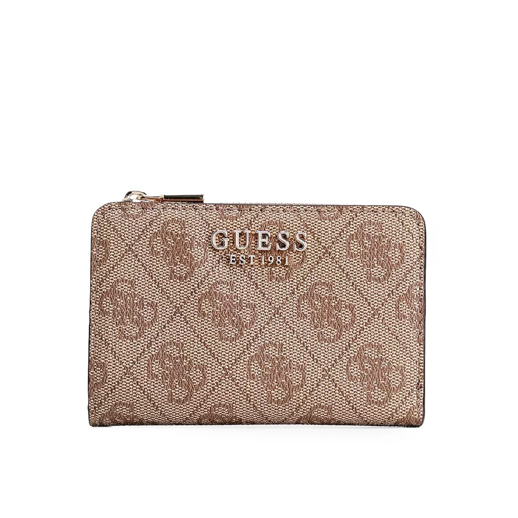 Guess Laurel II Signature Logo Zip Around Card Small Wallet - Brown Dompet Original