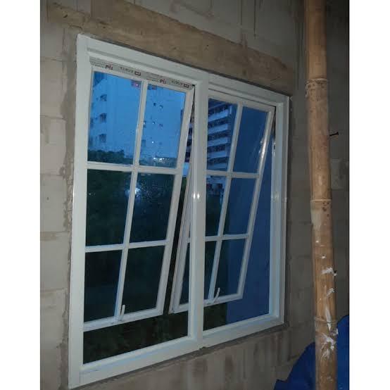 Kusen+jendela ornamen 2daun aluminium kusen 3inch kaca 5mm bisa custom ukuran free packing