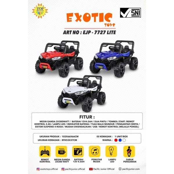 Mainan Anak Mobil Aki RECHARGEABLE JEEP EJP 7727 EJP7727